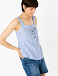 Pure Linen Square Neck Camisole Top