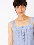 Pure Linen Square Neck Camisole Top