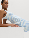 Linen Rich Striped Mini Shift Dress