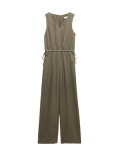 Linen Rich Tie Detail Sleeveless Jumpsuit