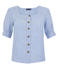 Pure Linen Square Neck Blouse