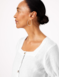 Pure Linen Square Neck Blouse