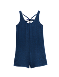 Linen Rich Tie Detail Sleeveless Volume Playsuit