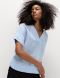 Pure Linen V-Neck Popover Top