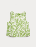 Linen Rich Leaf Print Vest Top