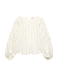 Linen Blend Relaxed Shirred Top