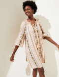 Cotton Blend Jacquard Beach Cover Up Kaftan