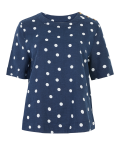 Pure Linen Polka Dot Short Sleeve Top