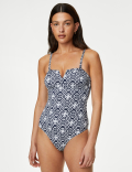 Tummy Control Printed V-Neck Swimsuit