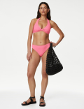 Textured Knot Front Bikini Top