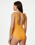 Textured Tie Shoulder Swimsuit