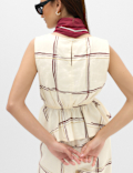 Linen Rich Printed Waisted Ruched Top