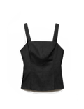 Pure Linen Square Neck Panelled Peplum Top