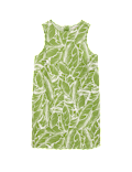 Linen Rich Printed Scallop Mini Shift Dress