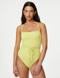 Ribbed Padded Square Neck Swimsuit