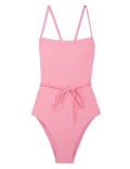 Ribbed Padded Square Neck Swimsuit