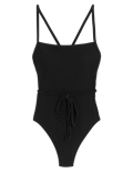 Ribbed Padded Square Neck Swimsuit