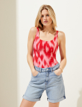 Printed Scoop Neck Swimsuit