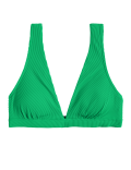 Ribbed Padded Plunge V-Neck Bikini Top