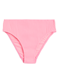 Ribbed High Waisted High Leg Bikini Bottoms