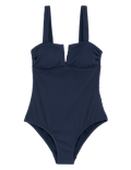 Tummy Control Ribbed Padded V-Neck Swimsuit