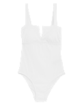 Tummy Control Ribbed Padded V-Neck Swimsuit