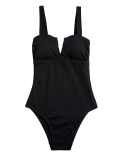 Tummy Control Ribbed Padded V-Neck Swimsuit