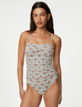 Tummy Control Printed Bandeau Swimsuit