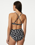 Printed Plunge V-Neck Bikini Top