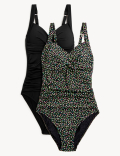2pk Tummy Control Padded Plunge Swimsuits