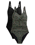 2pk Tummy Control Padded Plunge Swimsuits