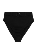 Ribbed Belted High Waist Bikini Bottoms