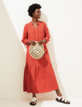 Pure Cotton V-Neck Maxi Tiered Dress
