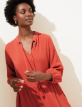 Pure Cotton V-Neck Maxi Tiered Dress