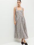 Linen Rich Printed Scoop Neck Corset Dress