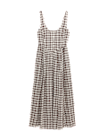 Linen Rich Printed Scoop Neck Corset Dress