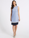 Linen Rich Colour Block Tunic Dress