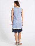 Linen Rich Colour Block Tunic Dress