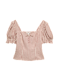 Linen Rich Printed Sweetheart Neck Top