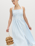 Linen Rich Halterneck Maxi Dress