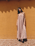 Linen Rich Striped Maxi Slip Dress