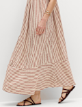 Linen Rich Striped Maxi Slip Dress