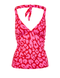 Animal Print Halter Neck Tankini Top