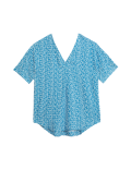 Pure Linen Printed Relaxed Popover Blouse
