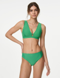 Neoprene Padded Scallop Plunge Bikini Top