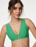 Neoprene Padded Scallop Plunge Bikini Top
