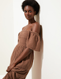 Pure Cotton Square Neck Midi Beach Dress
