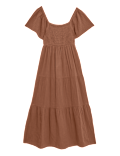 Pure Cotton Square Neck Midi Beach Dress