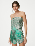 Jersey Printed Drawstring Playsuit