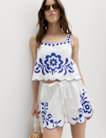 Pure Cotton Embroidered Beach Vest Top